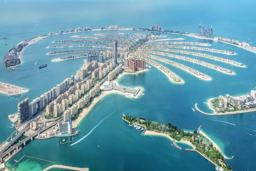 Dubai skyline at sunset